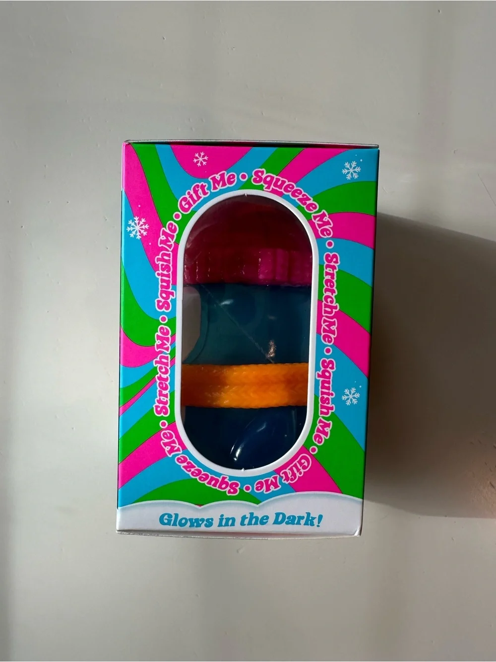 NeeDoh Polar Glow Penguin Glow in the Dark Squishy- Blue with Pink hat🐧✨